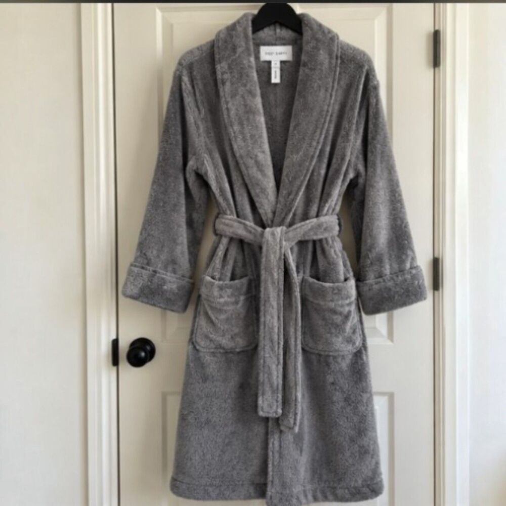 Cozy Earth Luxe Bath Robe Charcoal Gray Size X-Small New